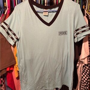 PINK Victoria's Secret Aqua Tee with Black Accents